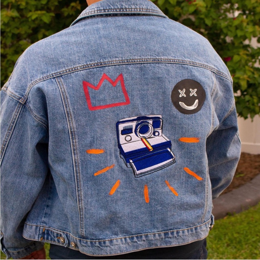 Unisex Jacket with Fun Patches Jean jacket
